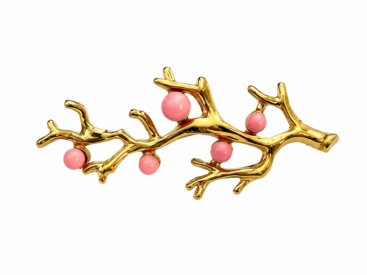 BROCHE HOJITAS BOLITAS ROSA