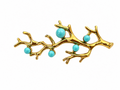 BROCHE HOJITAS BOLITAS TURQUESA