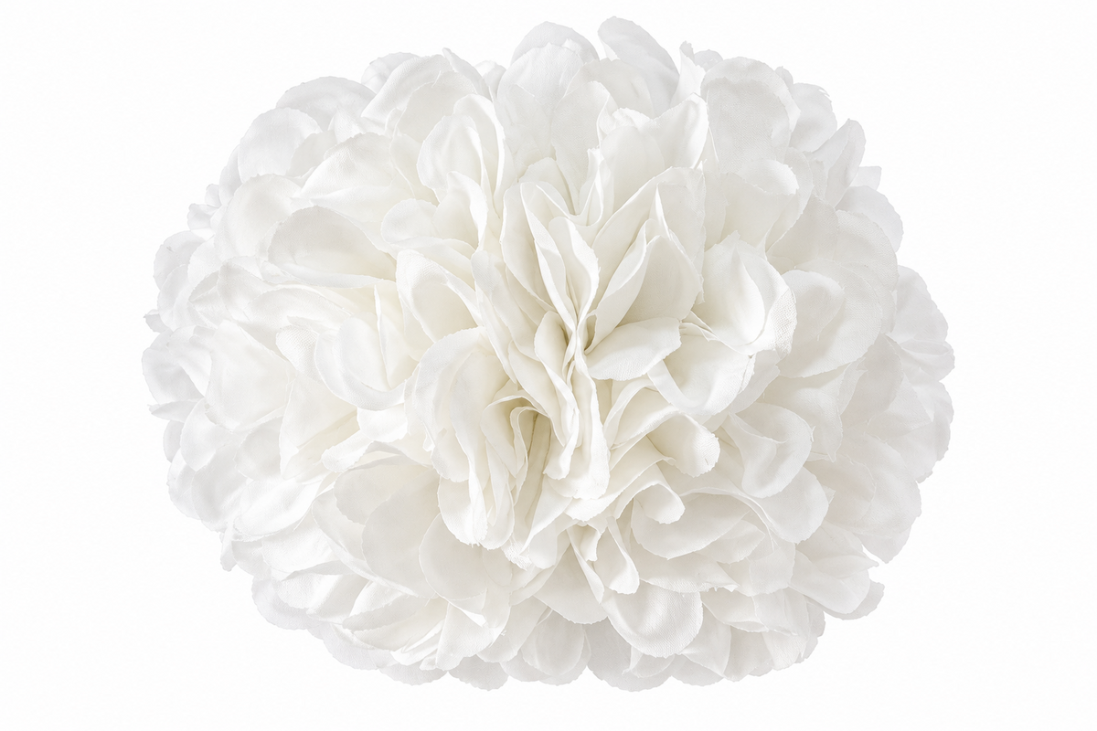 Ramillete pompón Lia blanco para niña flamenca