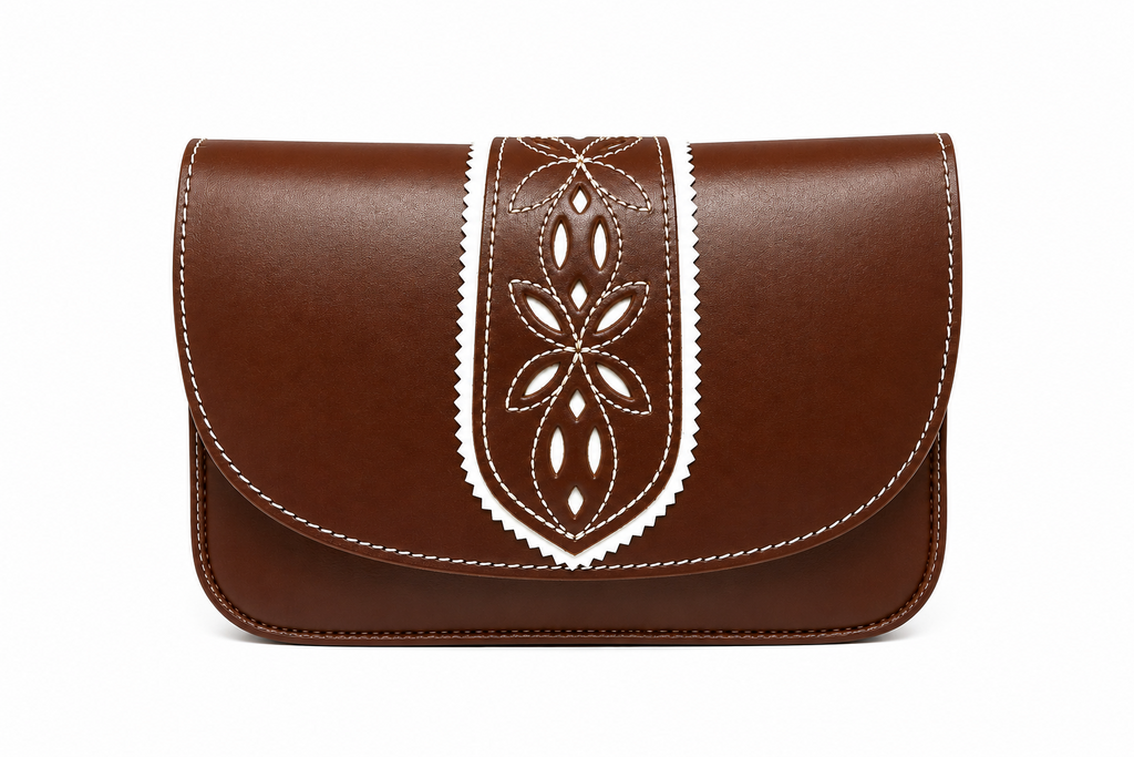 BOLSO ROMERIA GRANDE SOLAPA FLORES MARRON CLARO