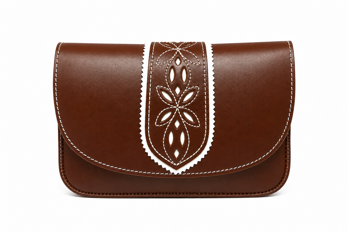 BOLSO ROMERIA GRANDE SOLAPA FLORES MARRON CLARO