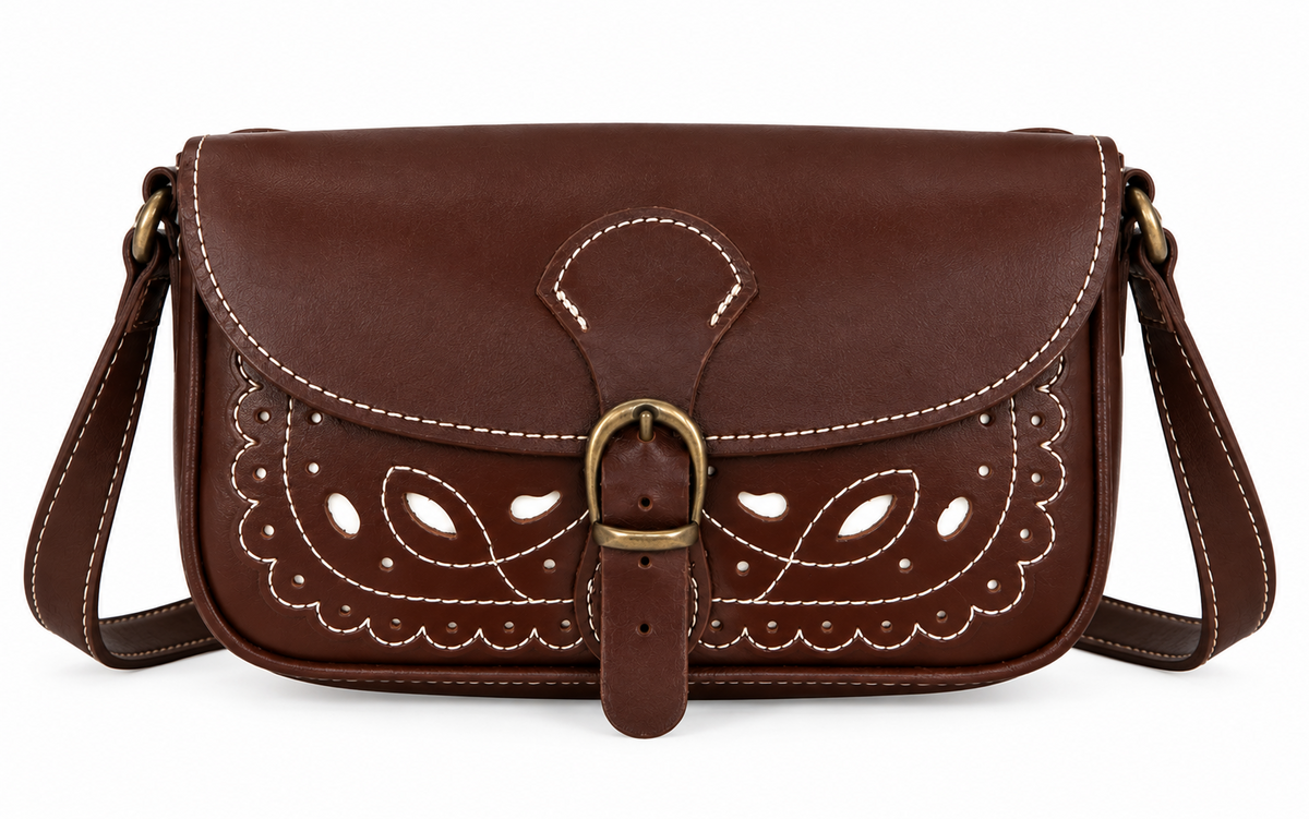 BOLSO ROMERIA PEQUEÑO MARRON CLARO HEBILLA