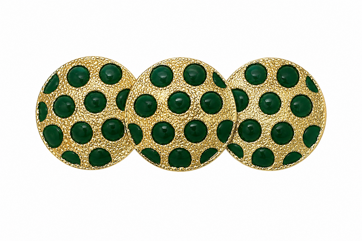 BROCHE CIRCULOS VERDE DORADO