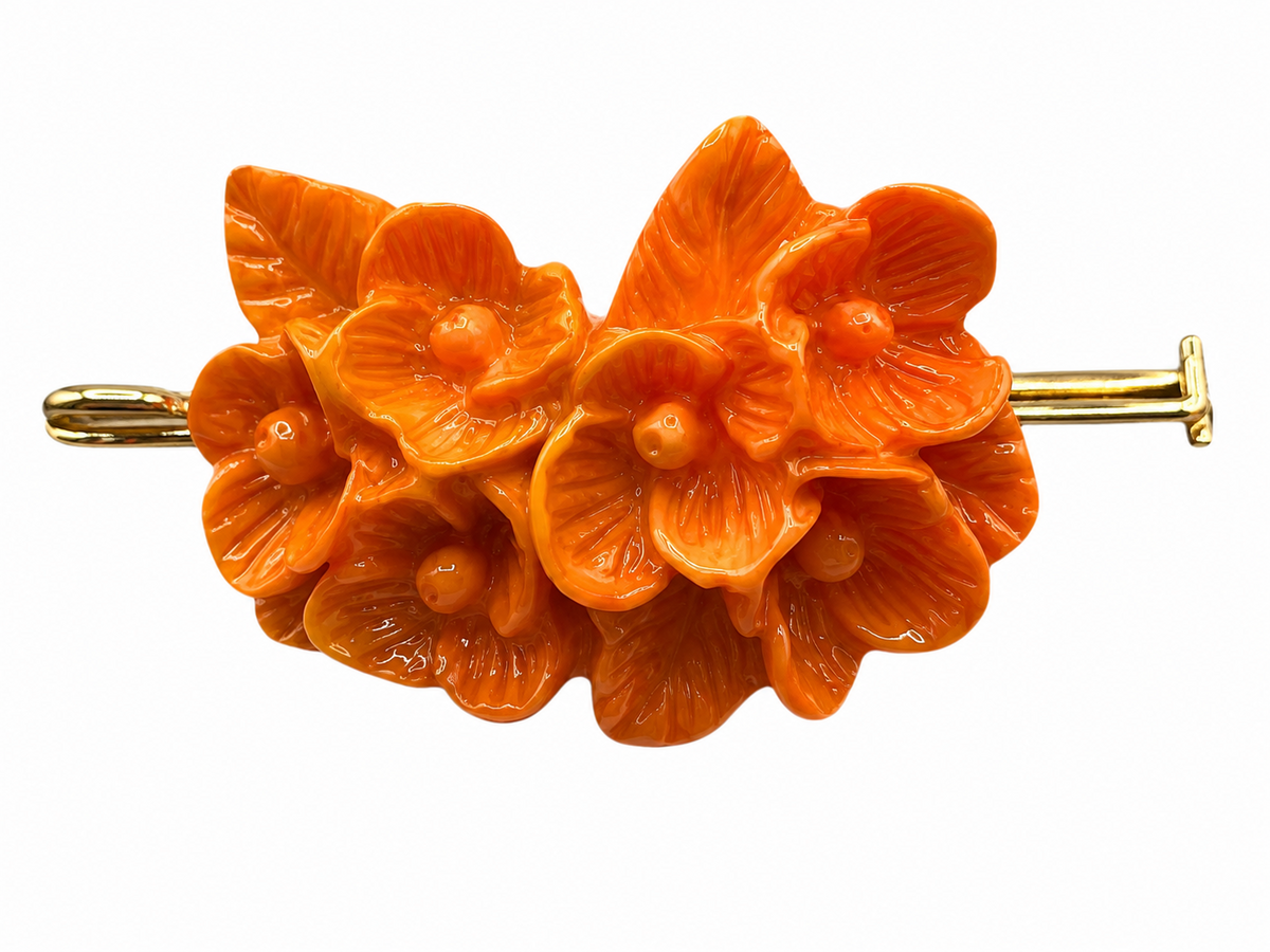 BROCHE NIÑA FLOR NARANJA