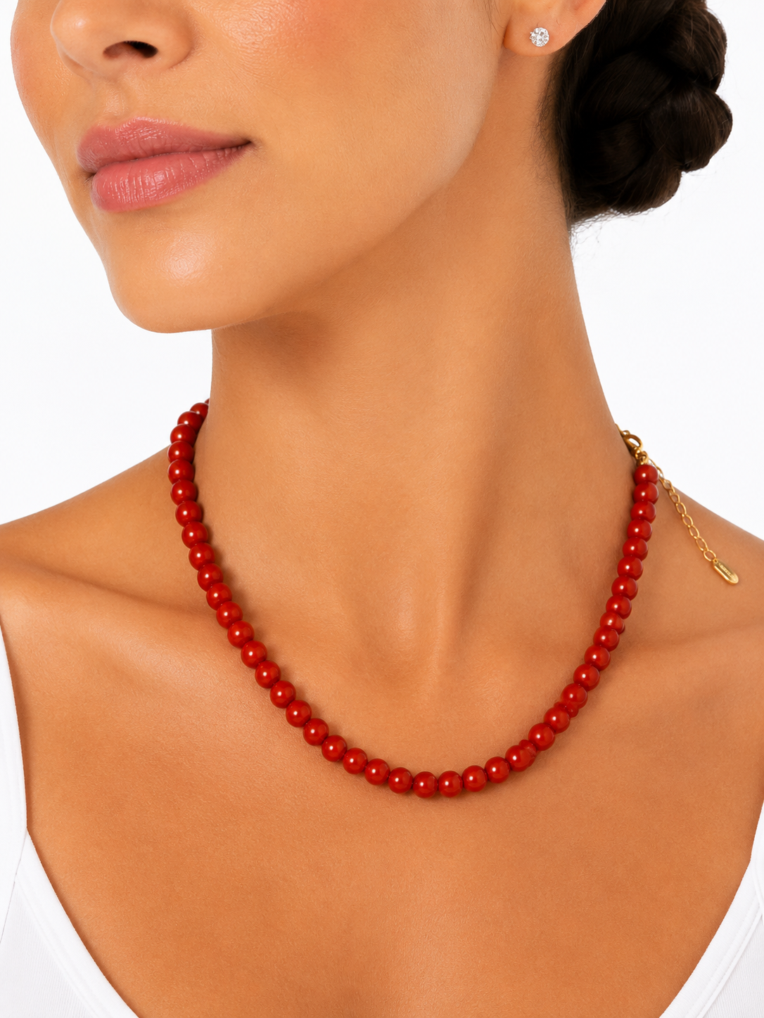 Collar Elena de bolitas pequeñas para flamenca, color caldera, detalle