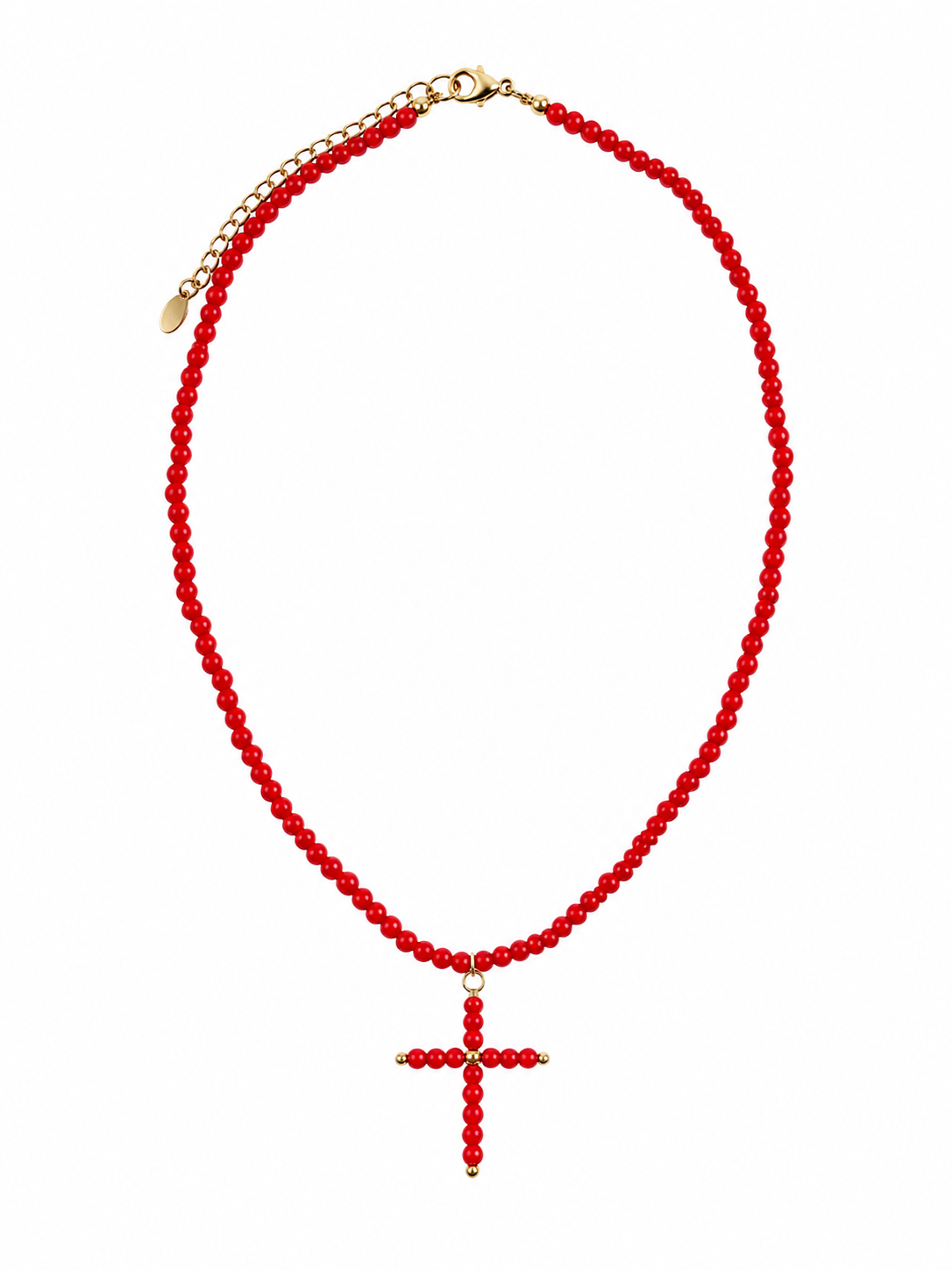 Collar Selena con cruz para flamenca, color rojo