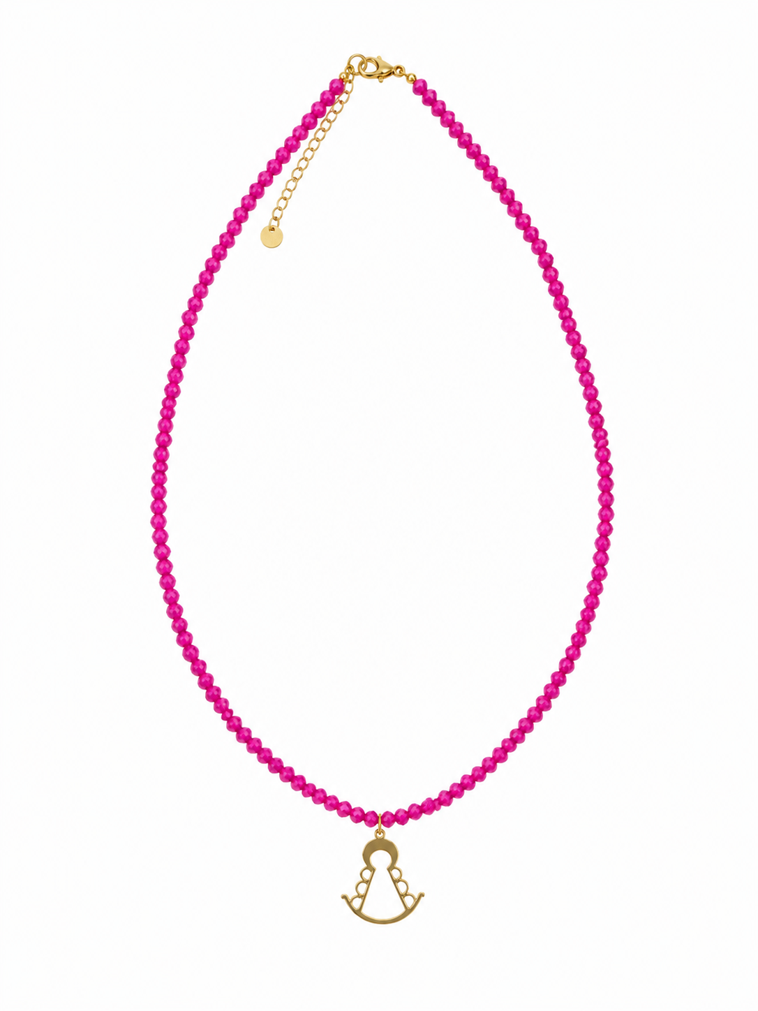Collar Virgen del Rocío para flamenca, color buganvilla