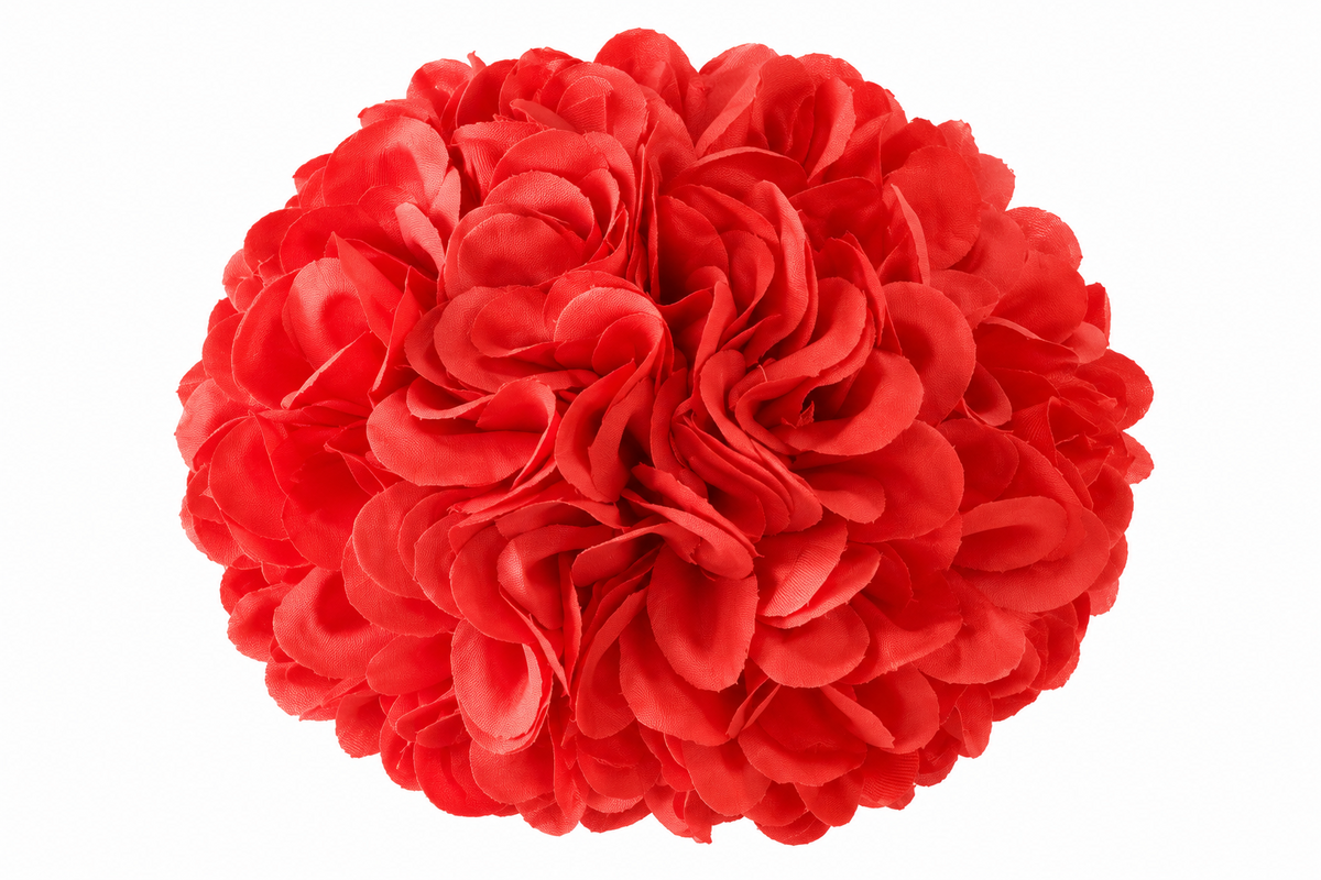 Ramillete pompón Lia coral para niña flamenca