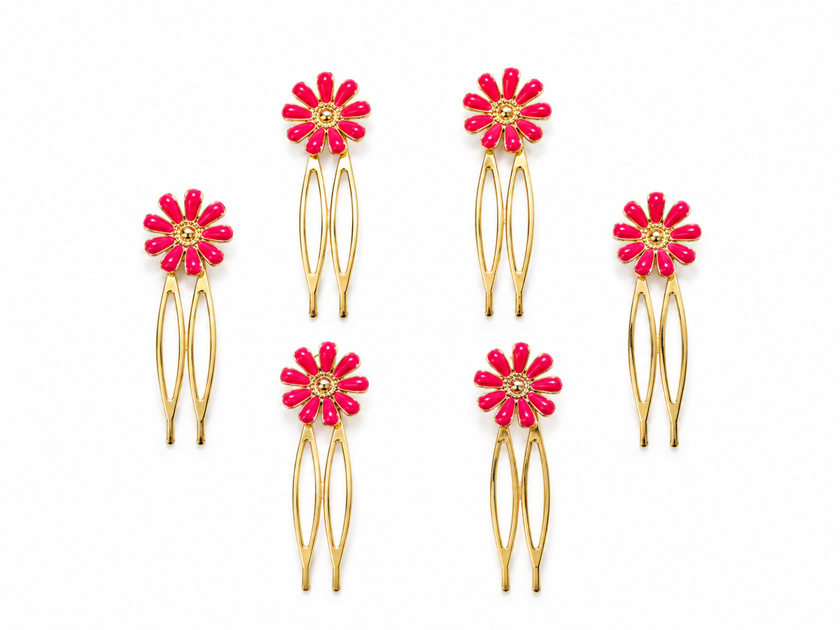 PACK PEINAS 6 MARGARITAS FUCSIA