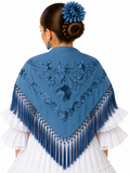 Mantón infantil de crespón bordado, modelo María, color ducado al tono