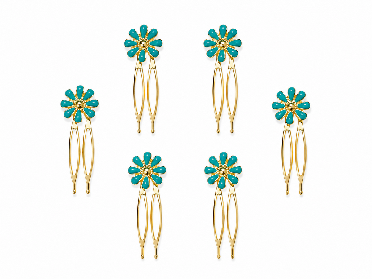 PACK PEINAS 6 MARGARITAS TURQUESA